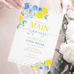 Lemon Blue Floral Main Squeeze Brautparty Einladung