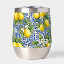 Lemon Blue French Country Watercolor Tile