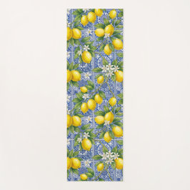 Lemon Blue French Country Watercolor Tile Yogamatte