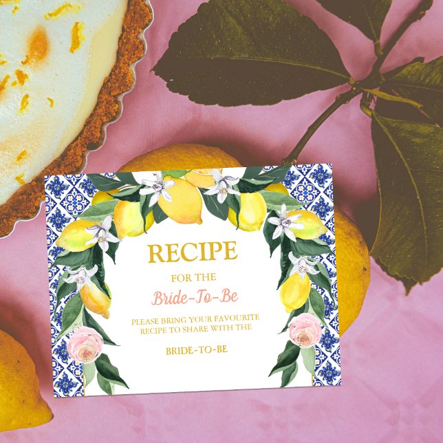 Lemon Blue Italy Tiles Bride-To-be-Rezept Begleitkarte (Von Creator hochgeladen)