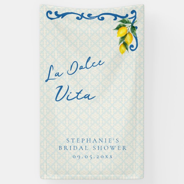 Lemon Blue La Dolce Vita Inspiriert Bridal Banner (Vertikal)