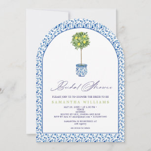 Lemon Blue Mediteranean Tiles Garden Brautparty Einladung