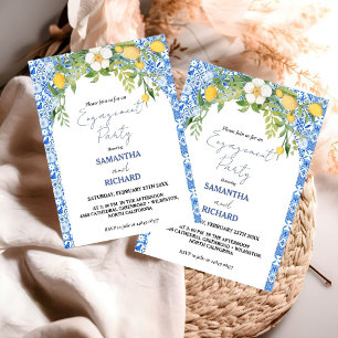 Lemon Blue Mediterrane italienische Engagement-Par Einladung