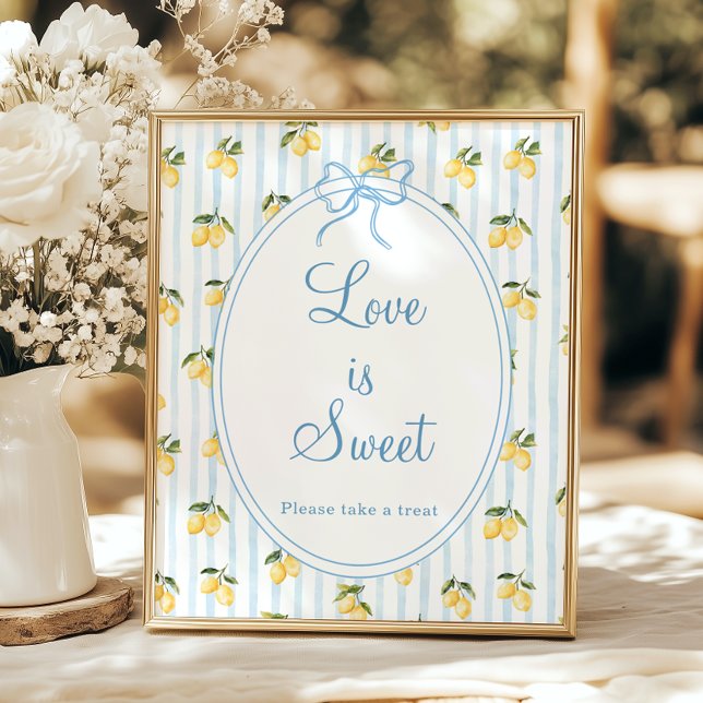Lemon Blue Stripe Italienische Liebe ist süß Poster (Von Creator hochgeladen)