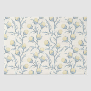 Lemon Blue Thistle Blume Muster Seidenpapier