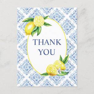 Lemon Blue Tile Italienisch Danke Postcard Postkarte