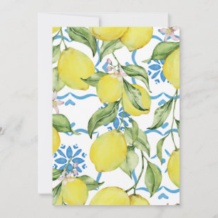 Lemon Blue Tile Mediterranean Geburtstagsaufenthal Einladung