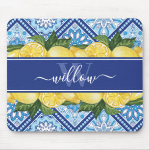 Lemon Blue Tile Mousepad