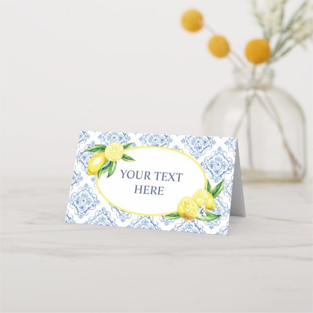 Lemon Blue Tile Platzkarte (Vorderseite)