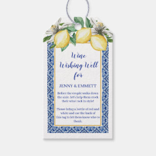 Lemon Blue Tile Wein Wishing Well Brautparty Geschenkanhänger