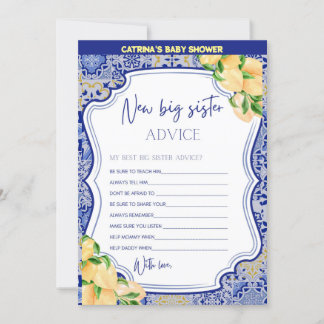 Lemon Blue Tiles Baby Shower - Bearbeitbarer Name, Einladung