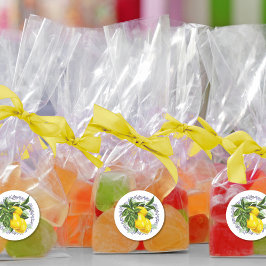 Lemon & Blue Toile Filigree Elegant Runder Aufkleber