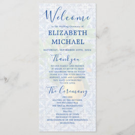 Lemon Blue White Tile Elegante Hochzeit Programm