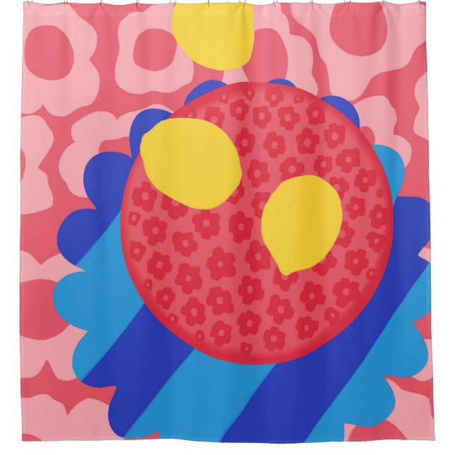 Lemon Blume Plate Duschvorhang (Vorderseite)