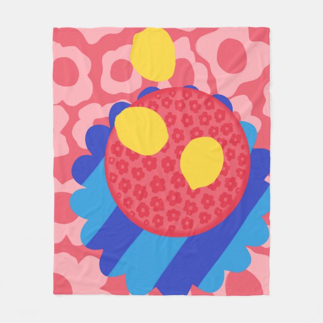 Lemon Blume Plate Fleecedecke (Vorderseite)
