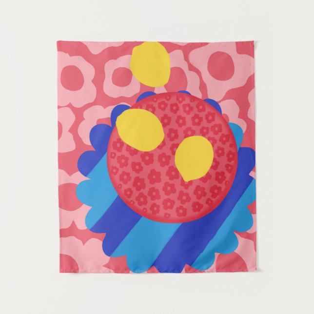 Lemon Blume Plate Wandteppich (Vorderseite)