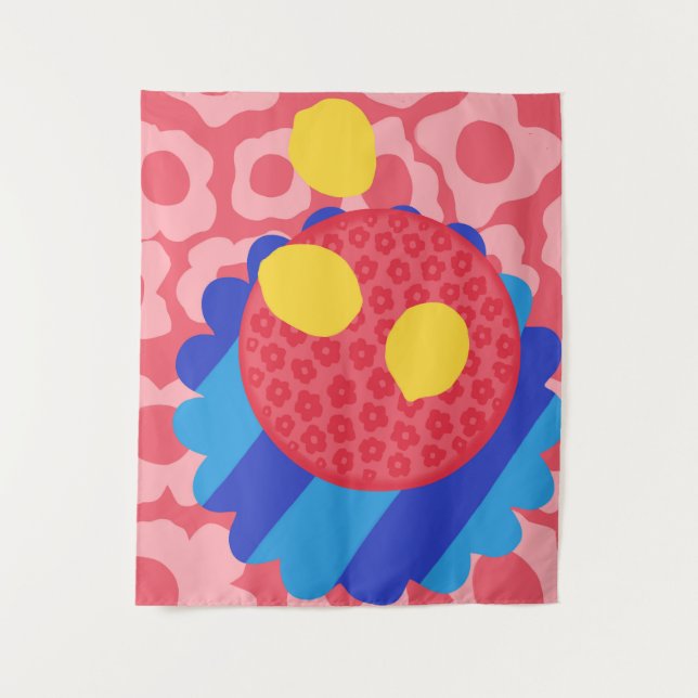 Lemon Blume Plate Wandteppich (Vorderseite)