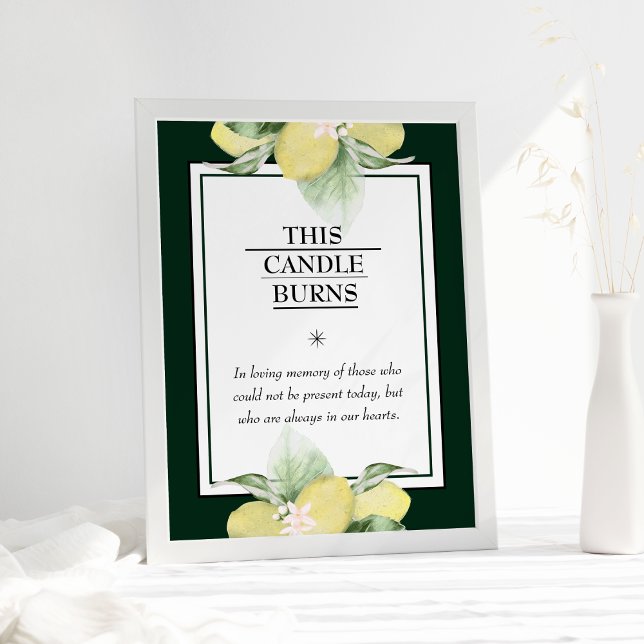 Lemon Border Emerald Green This Candle Burns Poster (Von Creator hochgeladen)