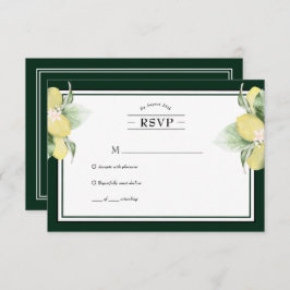 Lemon Border Emerald Green Wedding RSVP