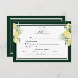Lemon Border Floral Emerald Green Menü Auswahl UAW RSVP Karte
