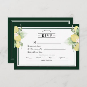 Lemon Border Floral Emerald Green Menü Auswahl UAW RSVP Karte