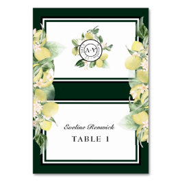 Lemon Border Green Wedding Foldable Platzkarte Tischnummer