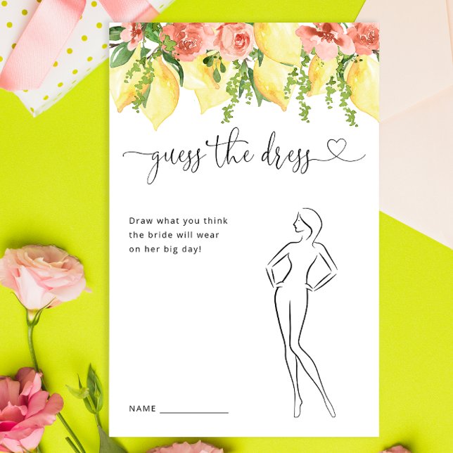Lemon Botanical Guess the Dress Brautparty Game (Von Creator hochgeladen)