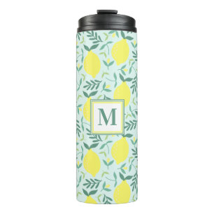 Lemon botanische Monogramm-Muster thermische Tumbl Thermosbecher