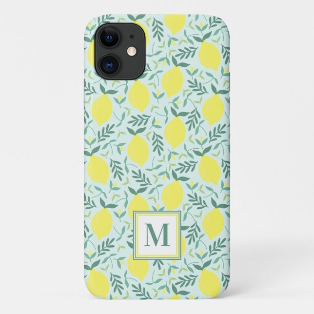 Lemon botanisches Monogramm Muster Case-Mate iPhon iPhone Hülle (Rückseite)