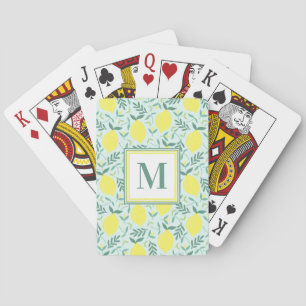Lemon botanisches Monogramm-Muster, Spielkarten