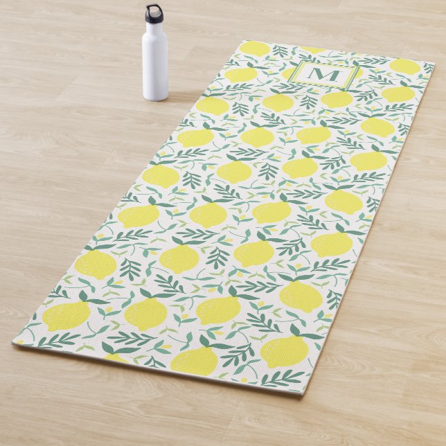 Lemon-botanisches Monogramm-Muster Yogamatte (Beispiel)