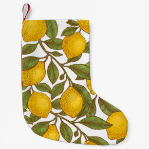 Lemon botanisches nahtloses Muster Kleiner Weihnachtsstrumpf