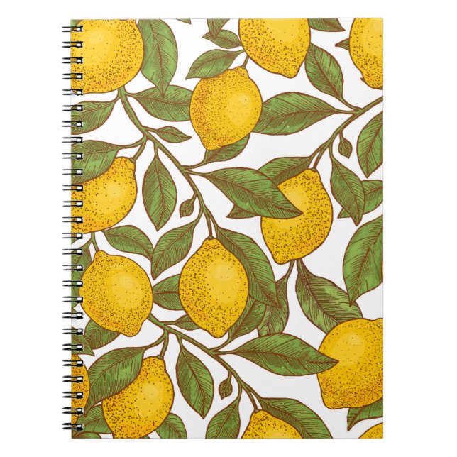 Lemon botanisches nahtloses Muster Notizblock (Vorderseite)