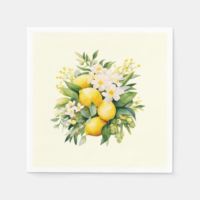 Lemon Bouquet mit weißen Blüten Serviette (Vorderseite)