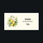 Lemon Bouquet with White Blossoms Namensschild<br><div class="desc">Name tag with a lovely illustration of a bouquet of lemons surrounded by white blossoms leaves and sprigs.</div>