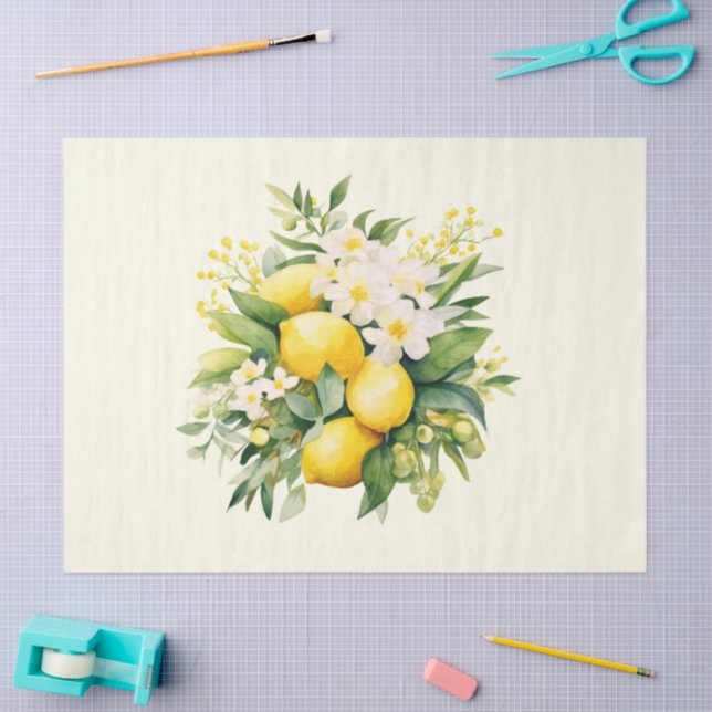 Lemon Bouquet with White Blossoms Seidenpapier (Basteln)