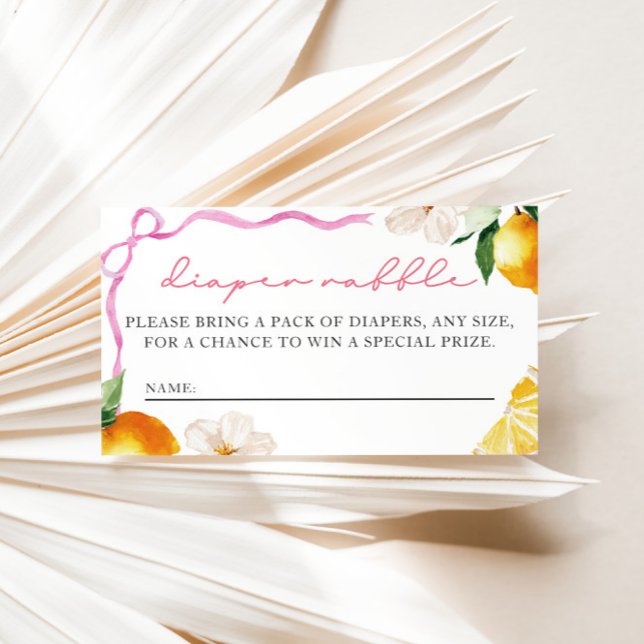 Lemon & Bows Baby Shower Diaper Raffle Entry  Begleitkarte (Lemons & Bows Diaper Raffle Entry Card)