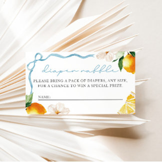 Lemon & Bows Baby Shower Diaper Raffle Entry  Begleitkarte