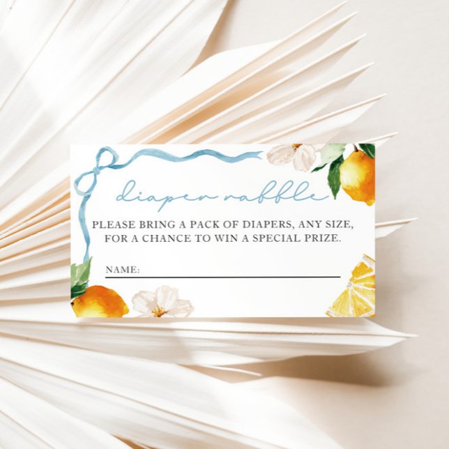 Lemon & Bows Baby Shower Diaper Raffle Entry  Begleitkarte (Boys Ciao Baby Lemon and Bows Diaper Raffle Entry Card)