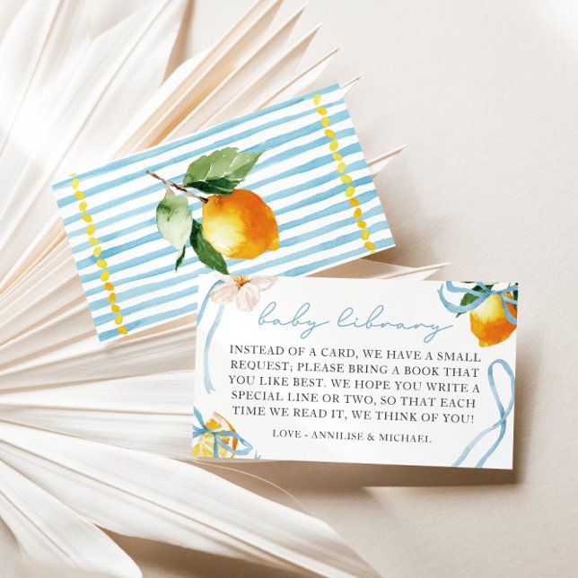 Lemon & Bows Boys Books for Baby Library Begleitkarte (Boys Italian Lemon Books for Baby Library Enclosure Card)