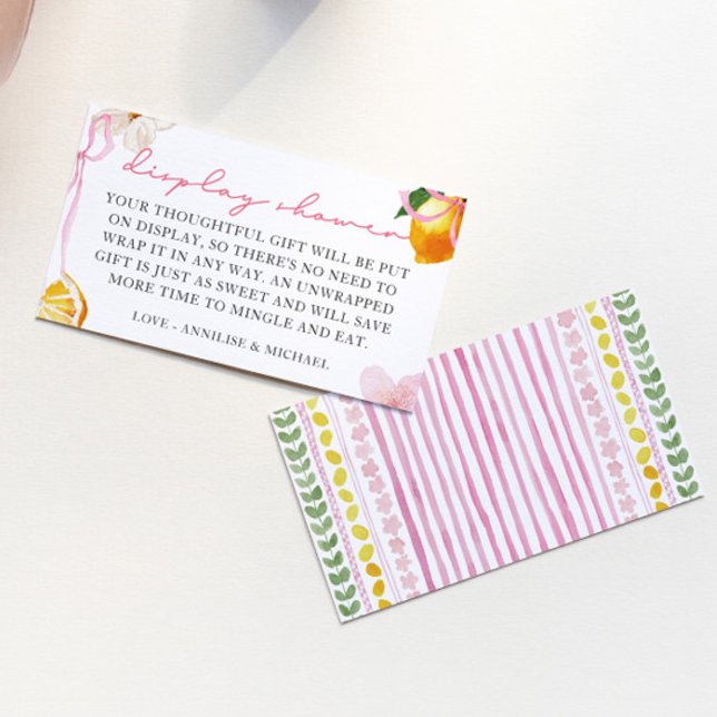 Lemon & Bows Mädchen-Display-Dusche ohne Verpackun Begleitkarte (Girls Ciao Baby Display Shower Invitation Enclosure Card)