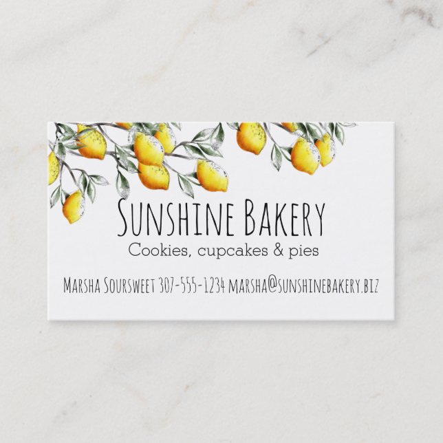lemon branch bakery chef catering business card visitenkarte (Vorderseite)