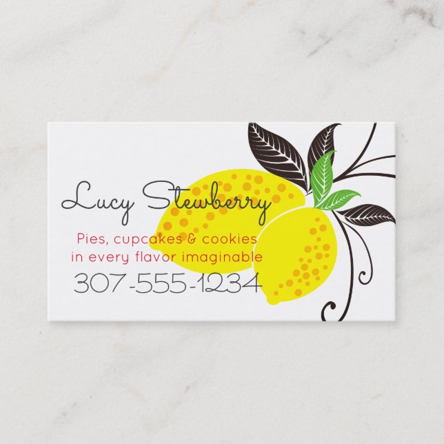 lemon branch home baking bakery business cards visitenkarte (Vorderseite)