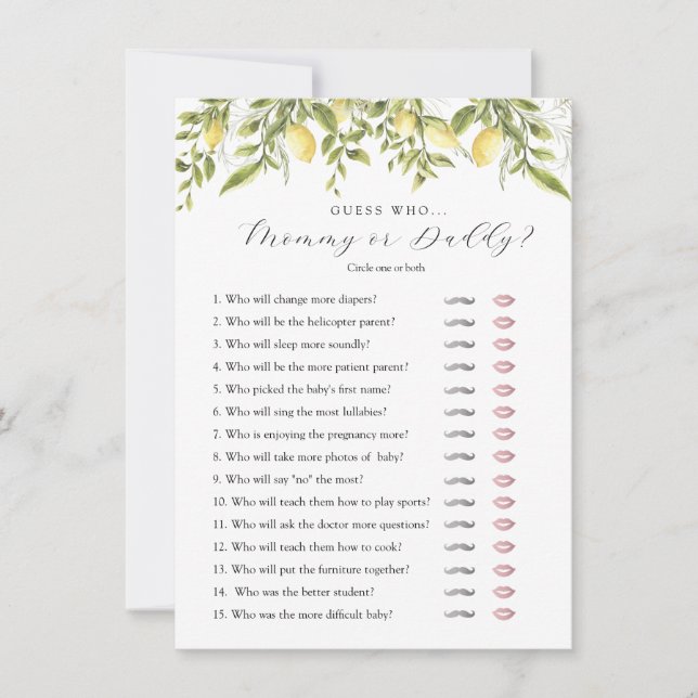 Lemon Branches Baby Ratess Who Showspielkarte Einladung (Vorderseite)