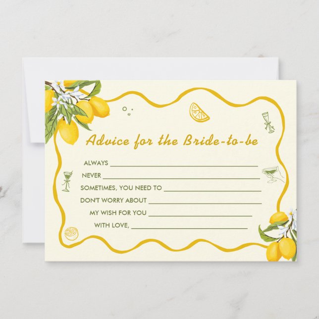 Lemon Brautparty Advice Card Einladung (Vorderseite)