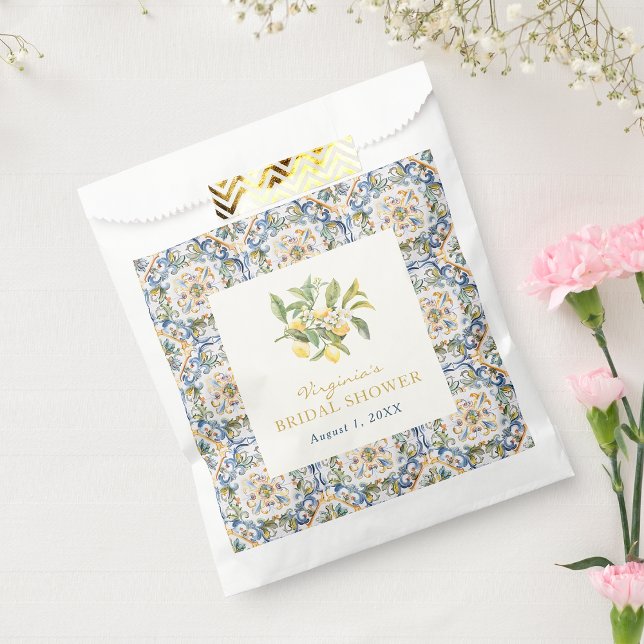 Lemon Brautparty Favor Bag Geschenktütchen (Elegant Italian Lemon Bridal Shower Favor Bag by Painted Paperie)