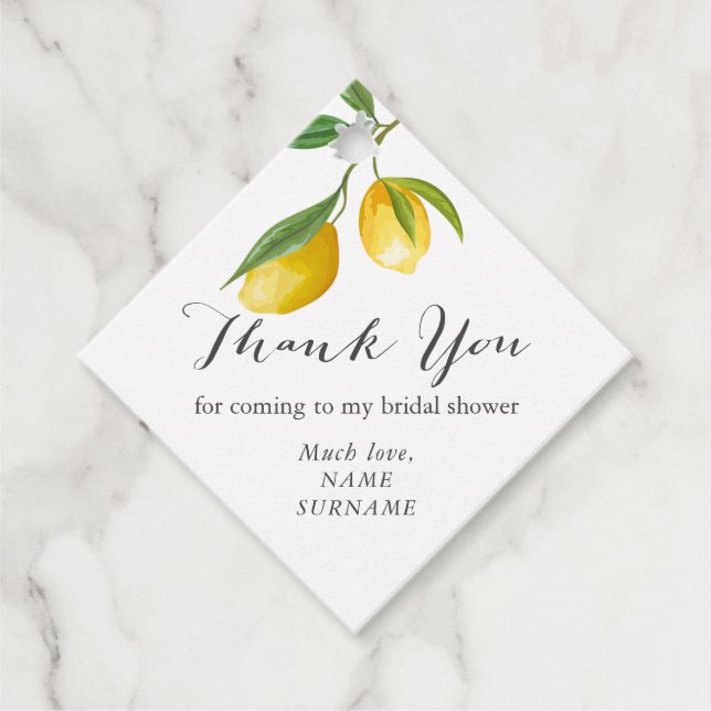 Lemon Brautparty Favor Tags Geschenkanhänger (Vorderseite)
