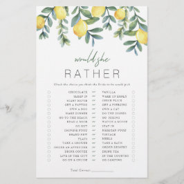 Lemon Brautparty Game Wäre sie lieber