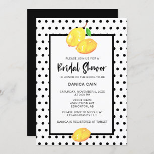 Lemon Brautparty Hand Lettering Polka Dots Einladung