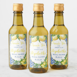 Lemon Brautparty Mini Weinflasche Weinetikett